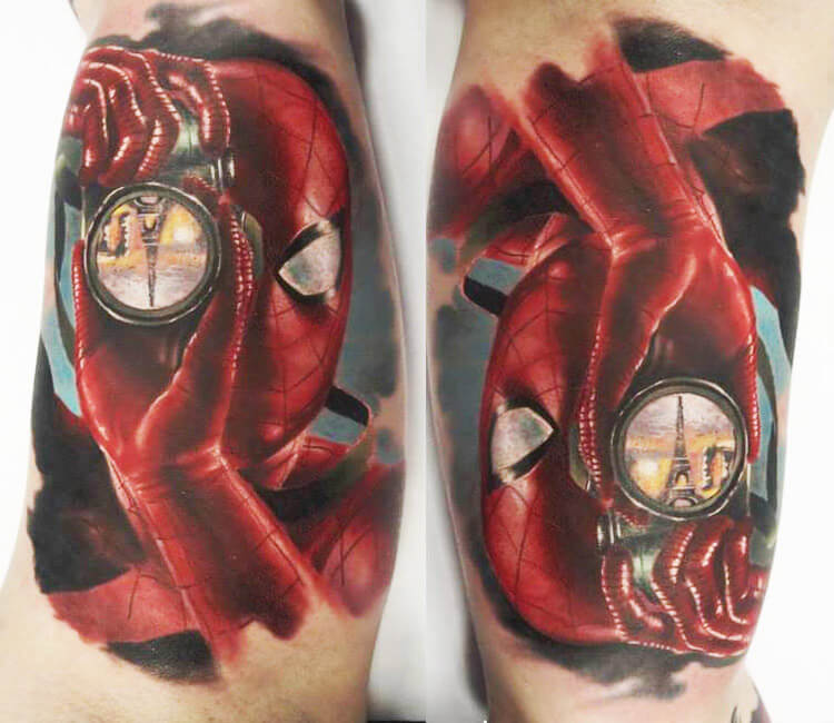 SpiderMan and Venom tattoo done by josh at marked society tattoo in  Youngstown ohio  rtattoos