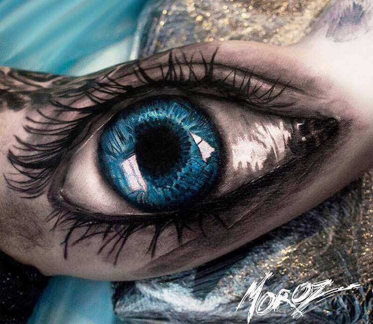 The blue eye realistic tattoo. 𝓜𝓸𝓷𝓲𝓴𝓪 on Instagram: “The blue eye. 👁  #tattoo #tattoos #realistictattoo #photorealismtattoo #realismtattoo  #blueeye #bluee…