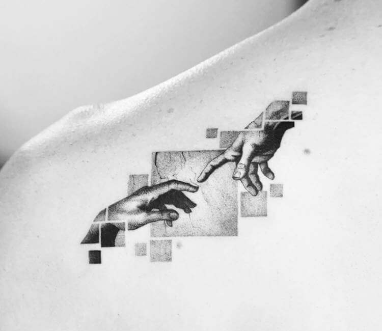 The Tattoo Shop New Delhi on Instagram Creation of Adam tattoo   otziart  thetattooshopnewdelhi qualitytattooing creationofadam adam  handofgod yinyang tattoo tattoos