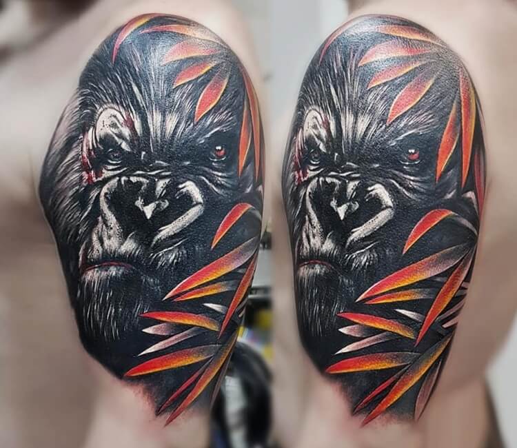 angry silverback gorilla tattoo