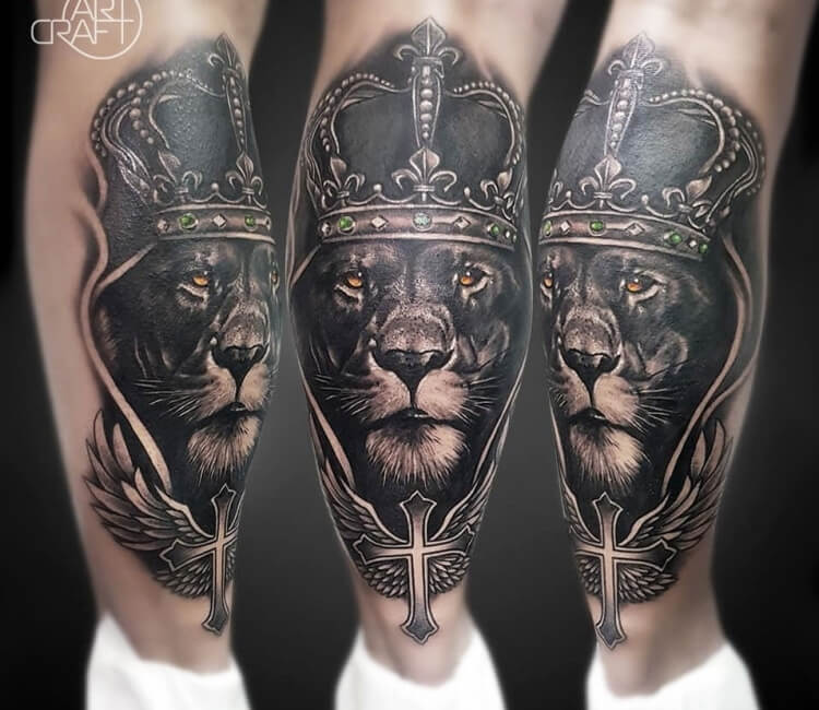 King lion tattoo by Anastasia Agapova | Photo 27160