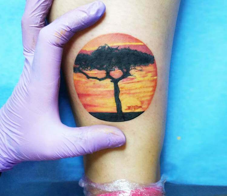 Africa Sunset tattoo by Andrea Morales