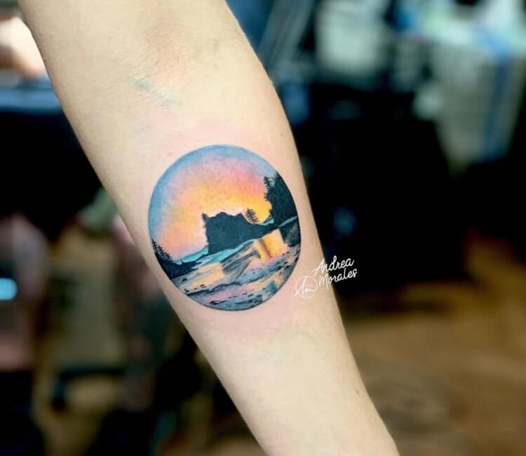 Beach Sunset with Palm Tree tattoo