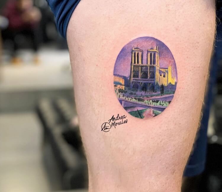 Notre Dame tattoo by Andrea Morales