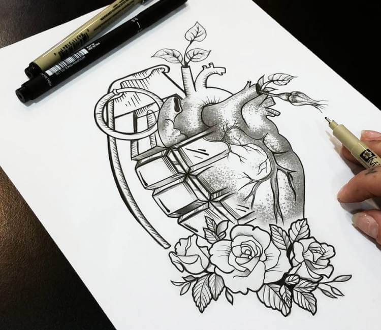 Grenade Heart drawing by Andrea Morales | Post 17618