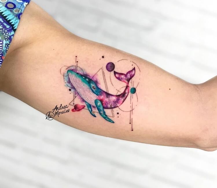 Arm Whale Space Tattoo by Border Line Tattoos