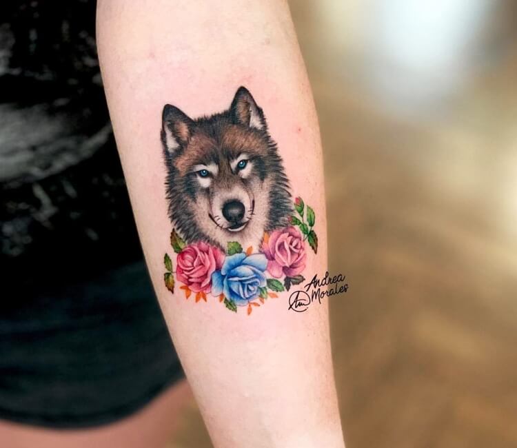 wolf flower tattoo by tattoosuzette on DeviantArt