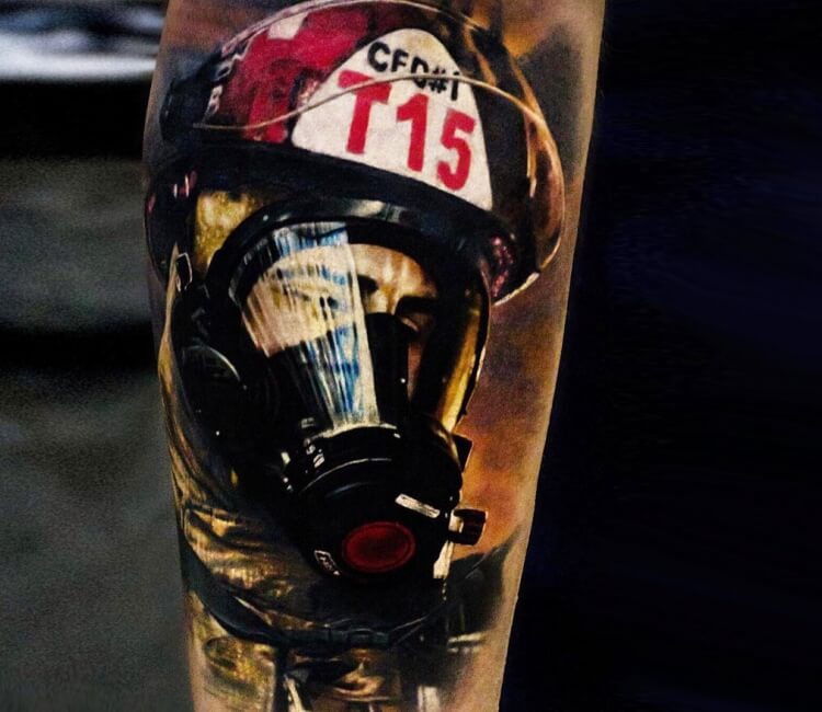 Firefighter Tattoos  Fire fighter tattoos Fire tattoo Helmet tattoo