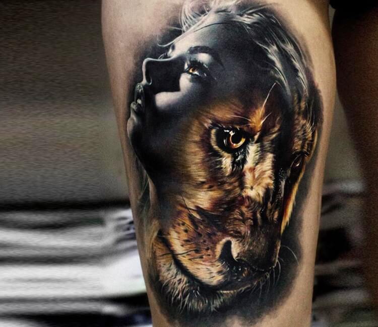 Tattoo uploaded by Denny Catellani  Half Tiger Half Lion  Tattoodo
