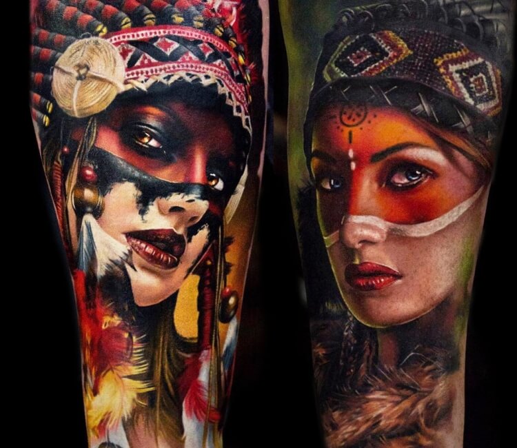 Native American Girls Tattoo By Andrey Stepanov Photo 28272