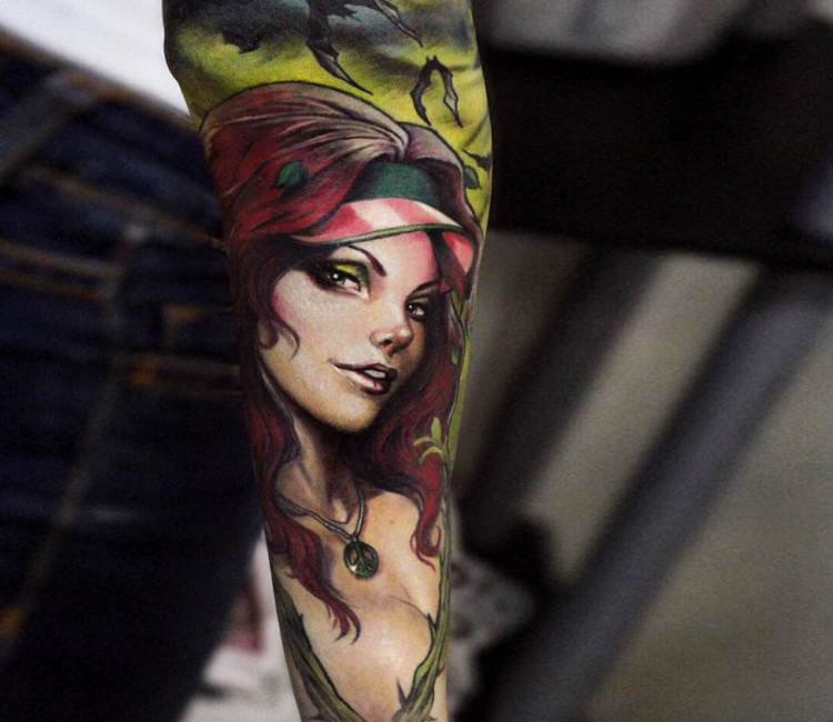 Got my Poison Ivy tattoo done by Brittany Lively at Dark Tide Gallery in  Beaufort SC  rtattoos