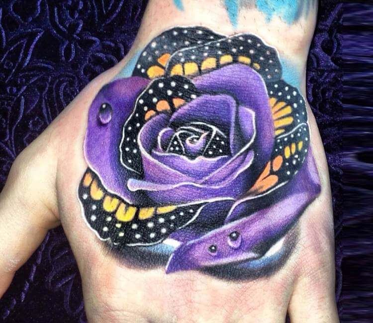 neotraditional purple rose tattoo by TattooBear on DeviantArt