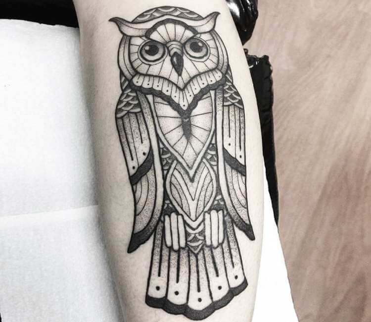 Tattoos by Charlie Norway - Owl mandala tattoo. Design by Charlie.  #tattoosbycharliedrammen #owltattoo #mandala #dotwork #tatuagem #gettattoo  #original #ornament #feminine | Facebook