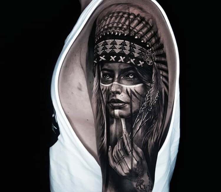 Indian Girl tattoo by Ata Ink | Post 29096