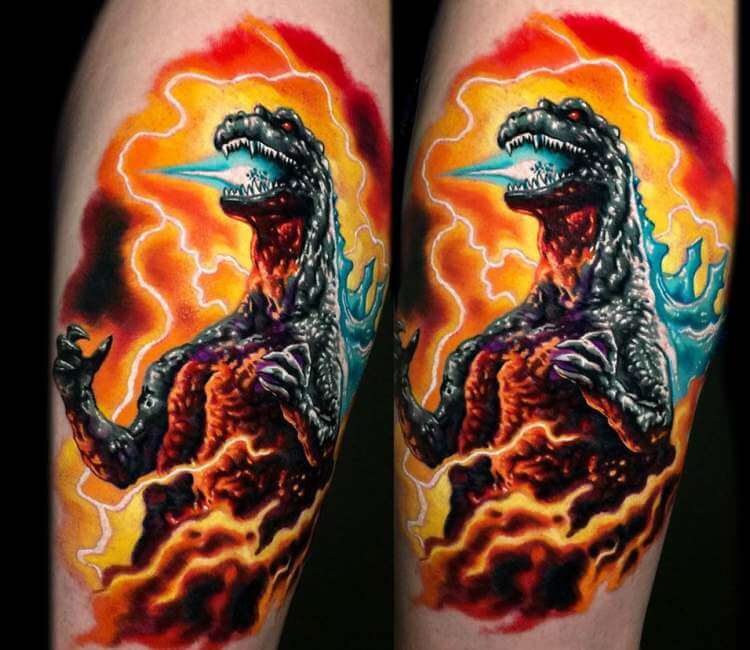 Godzilla tattoo by Audie Fulfer