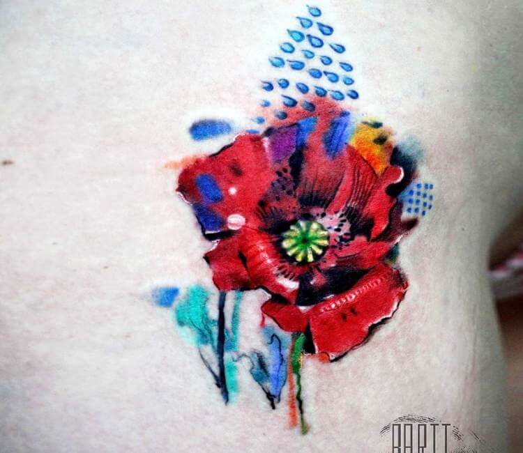 Poppy and Rain tattoo by Bartt Tattoo | Post 18991
