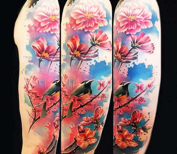 Flowers and Bird tattoo by Bejt Tattoo Photo 21711