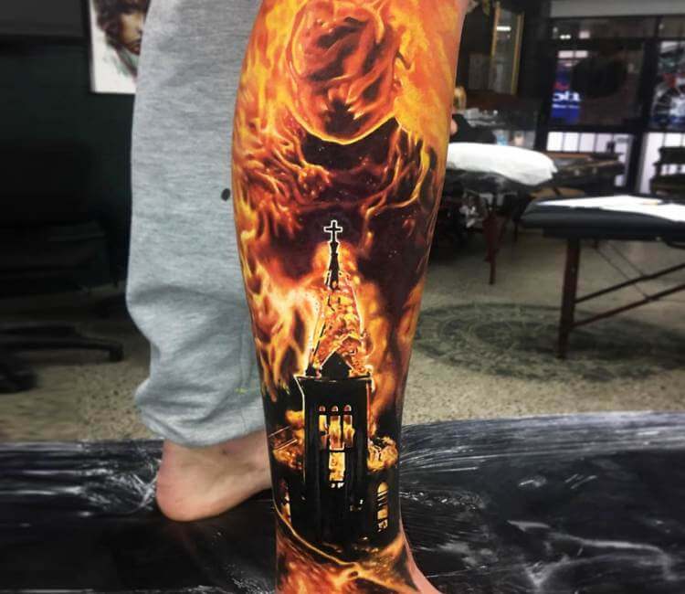 60 Burning Church Tattoo Designs For Men  Flaming Ink Ideas
