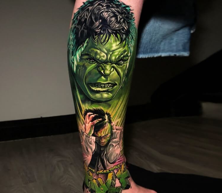 Funny Sketch Style Hulk Tattoo Design