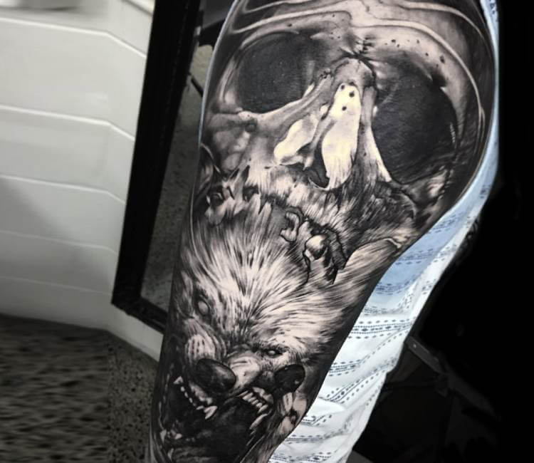Hannya Wolf Skull Tattoo on Shoulder  Best Tattoo Ideas Gallery