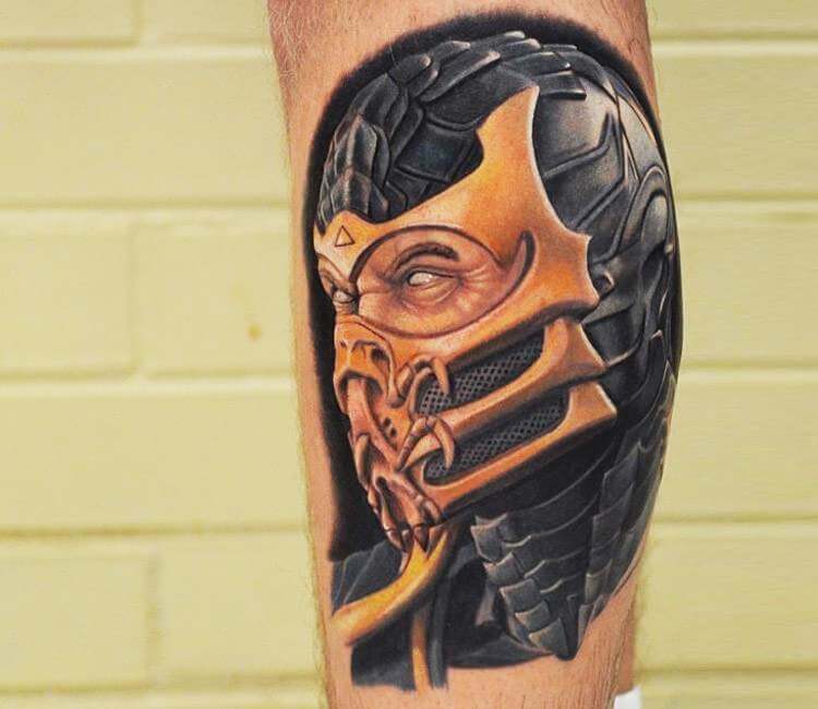 Fine line scorpion tattoo located on the wrist.
