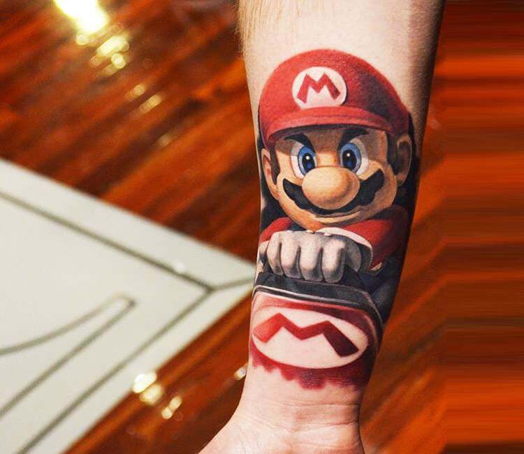 Super Mario tattoo design on arm  Super mario tattoo Gaming tattoo Mario  tattoo