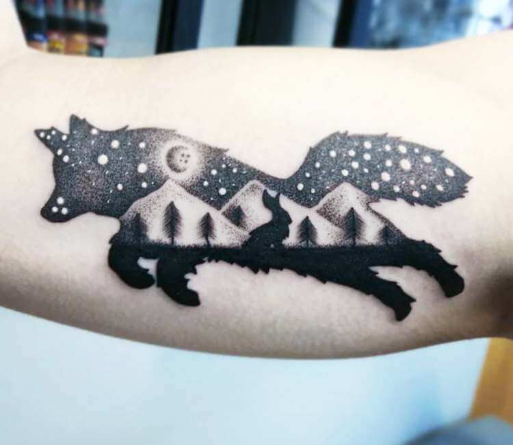 Wolf and mountains tattoo by Andrea Morales  Photo 29916
