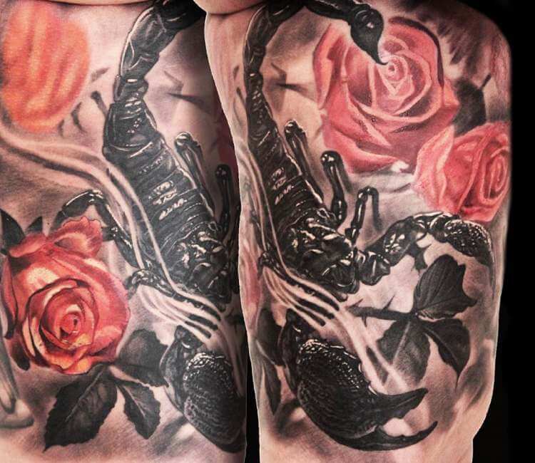 Rose scorpion done by Shaggie me at Gaslight Tattoo Parlour Regina Sk   rtattoos