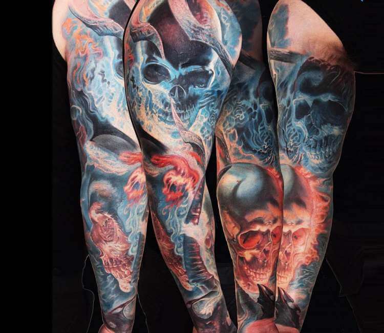 Skull & Octopus Sleeve Tattoo | Best tattoo design ideas | Half sleeve  tattoos designs, Skull sleeve tattoos, Half sleeve tattoo