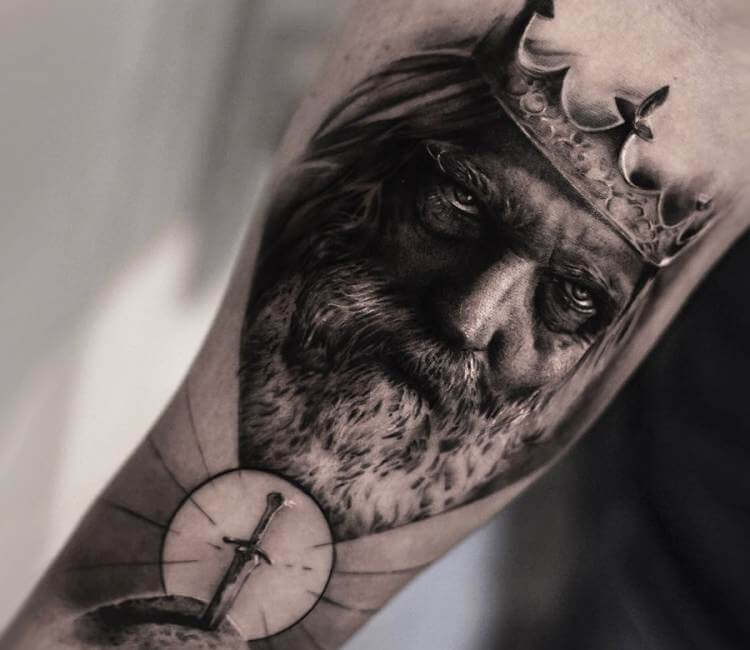 King Arthur and Excalibur tattoo by Bro Studio