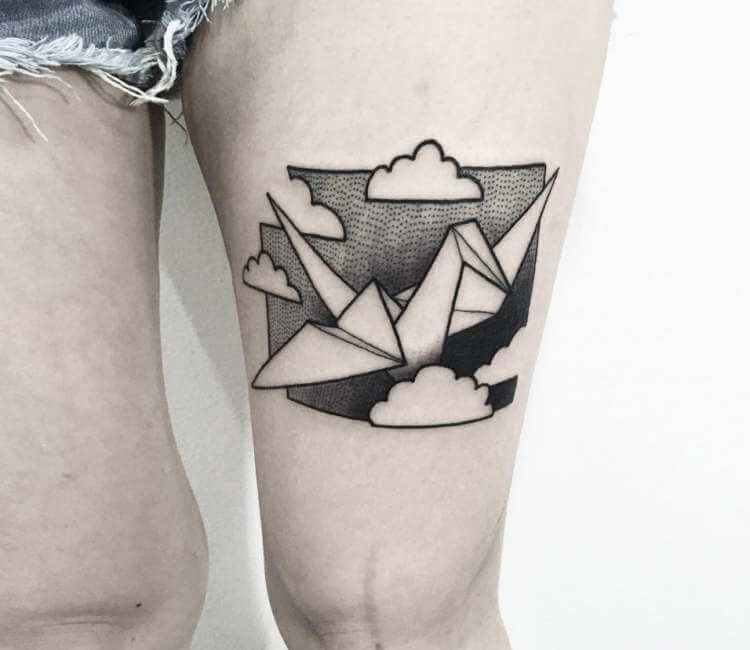 90 Origami Tattoo Designs For Men  Folded Paper Ink Ideas