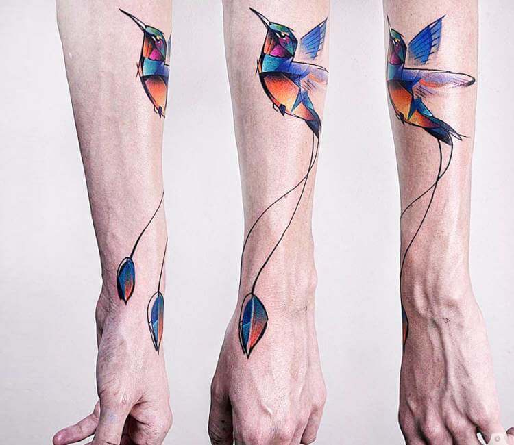 Flower and Hummingbird Tattoo - Etsy