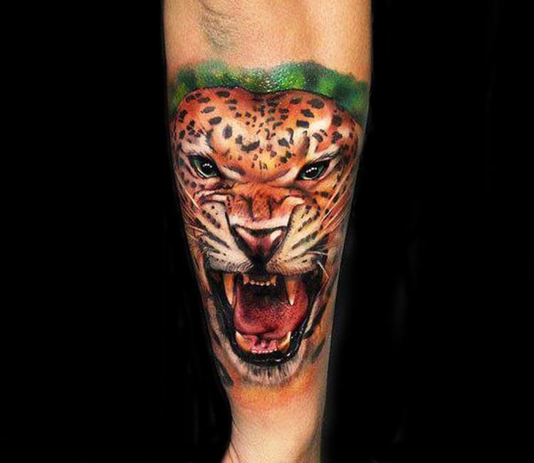 Forearm Leopard tattoo men at theYoucom