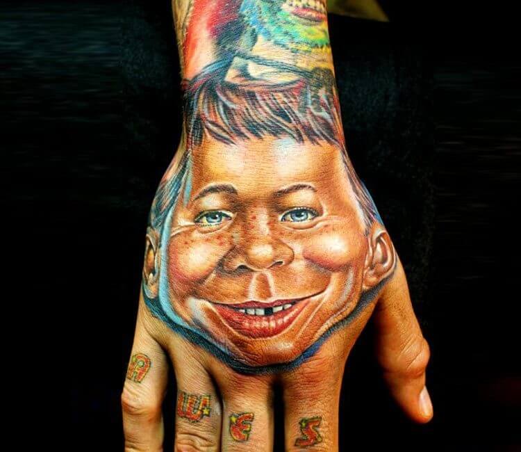 Boy Face Tattoo By Cecil Porter Post