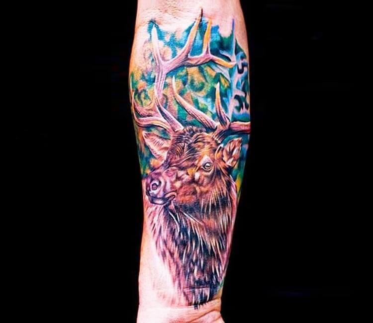 Tattoo uploaded by Stacie Mayer • Black and grey deer tattoo by Chris  Block. #blackandgrey #realism #deer #stag #ChrisBlock • Tattoodo
