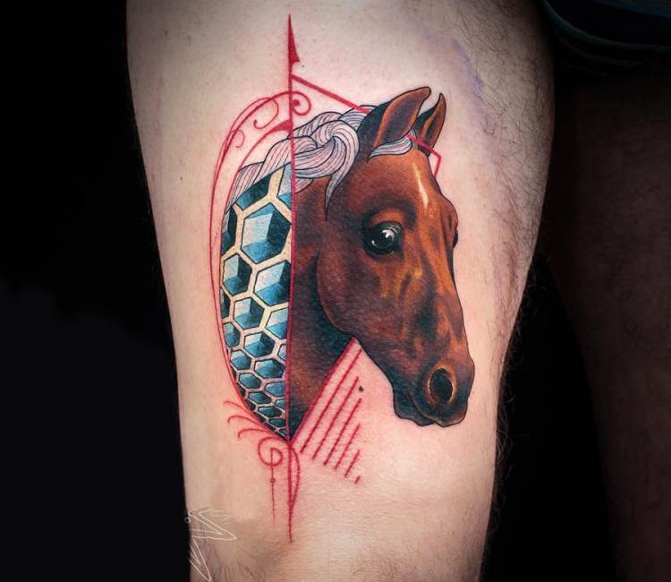 Pony, Horse Temporary Tattoo, Geometric Tattoo - Etsy