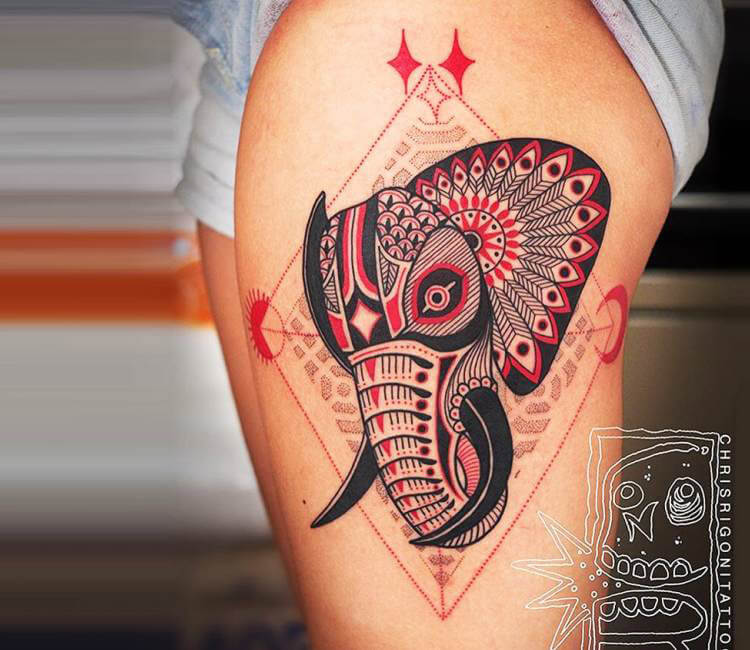 tribal elephant head tattoos