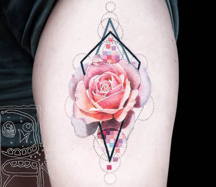 1pc Hand-drawn Minimalist Art Style Geometric, Rose, Moon Pattern Temporary  Tattoo Sticker For Wrist, Collarbone, Chest, Leg | SHEIN USA
