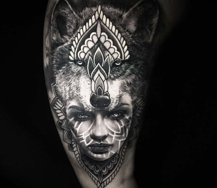 Wild girl with Mosaic Flow tattoo by Chris Showstoppr | Post 22955
