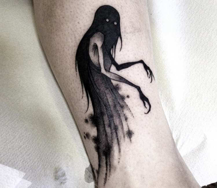 tattoo style of creepy ghost motive done by tattoo artist Claudia Denti | P...