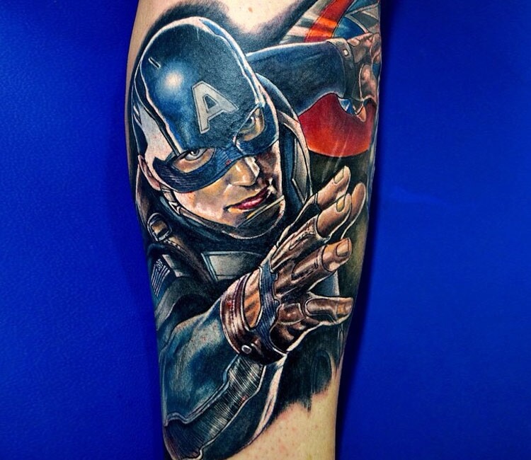 Captain America tattoo by Andrea Morales | Post 26709