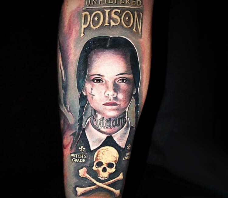 Wednesday Addams done by Robbie Pina  Broken Dagger in Las Vegas NV  r tattoos