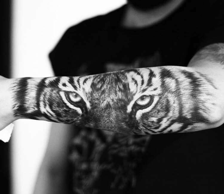 Tiger eyes outer left forearm Thank  Tj DeLany Tattoos  Facebook