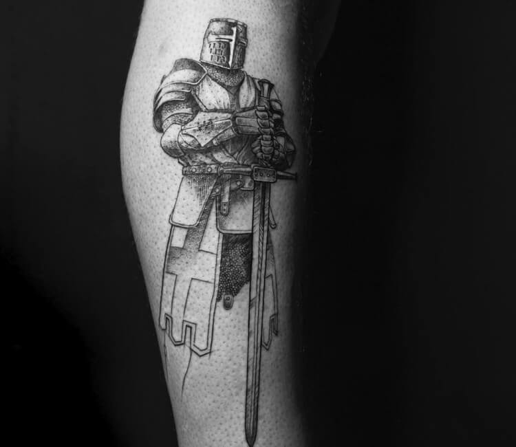 Knight tattoo on forearm