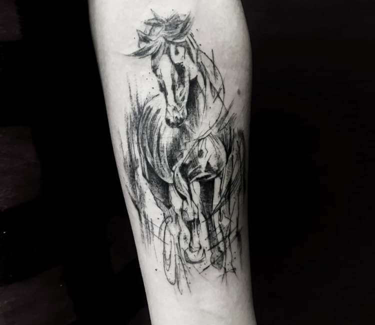 Running horse tattoo Royalty Free Vector Image