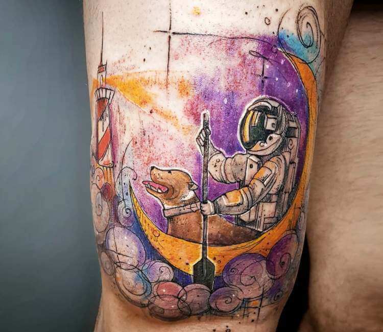 Astronaut Tattoo done by Parth Vasani at Circle Tattoo India   ucircletattooindia