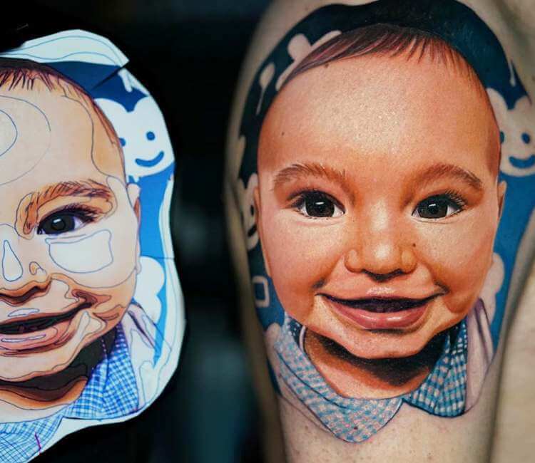 Baby Portrait Tattoo By Dave Paulo Photo