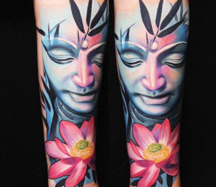 Buddha with Lotus Flower tattoo by Dave Paulo | Post 19316
