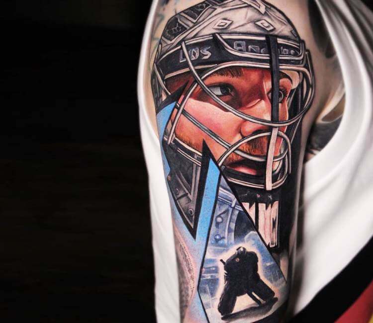 Hockey Players with Tattoos — Jonathan Quick tattoos: Stanley cup.  Source
