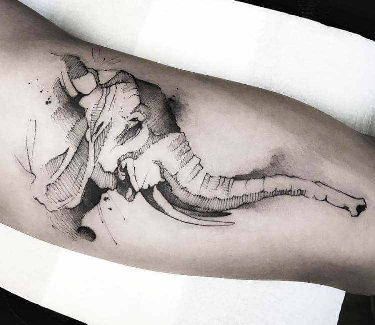 Mil_ink'd - Sketch style elephant tattoo #tattoo... | Facebook